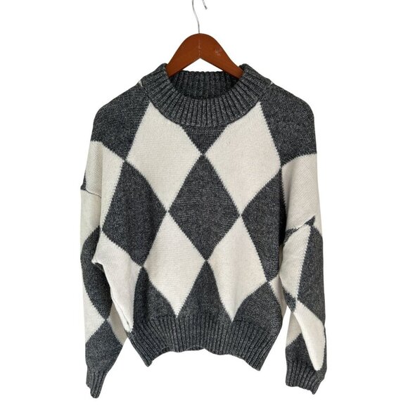 Pringle of Scotland/ H&M Argyle Knit Turtleneck Sweater Dress Wool Blend - Picture 3 of 11